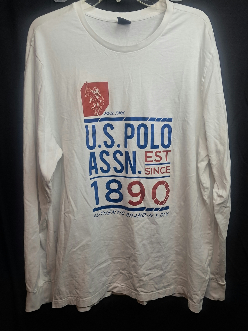 U.S. Polo Assn. White Long Sleeve Tee with Blue and Red Graphic